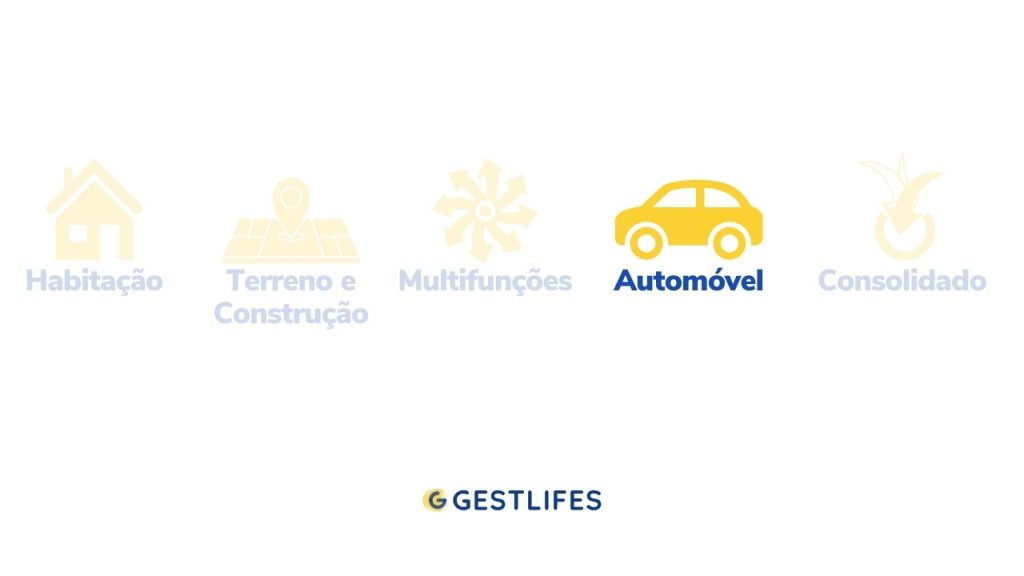 ilustração com tipos de crédito hipotecário e com destaque no crédito automóvel